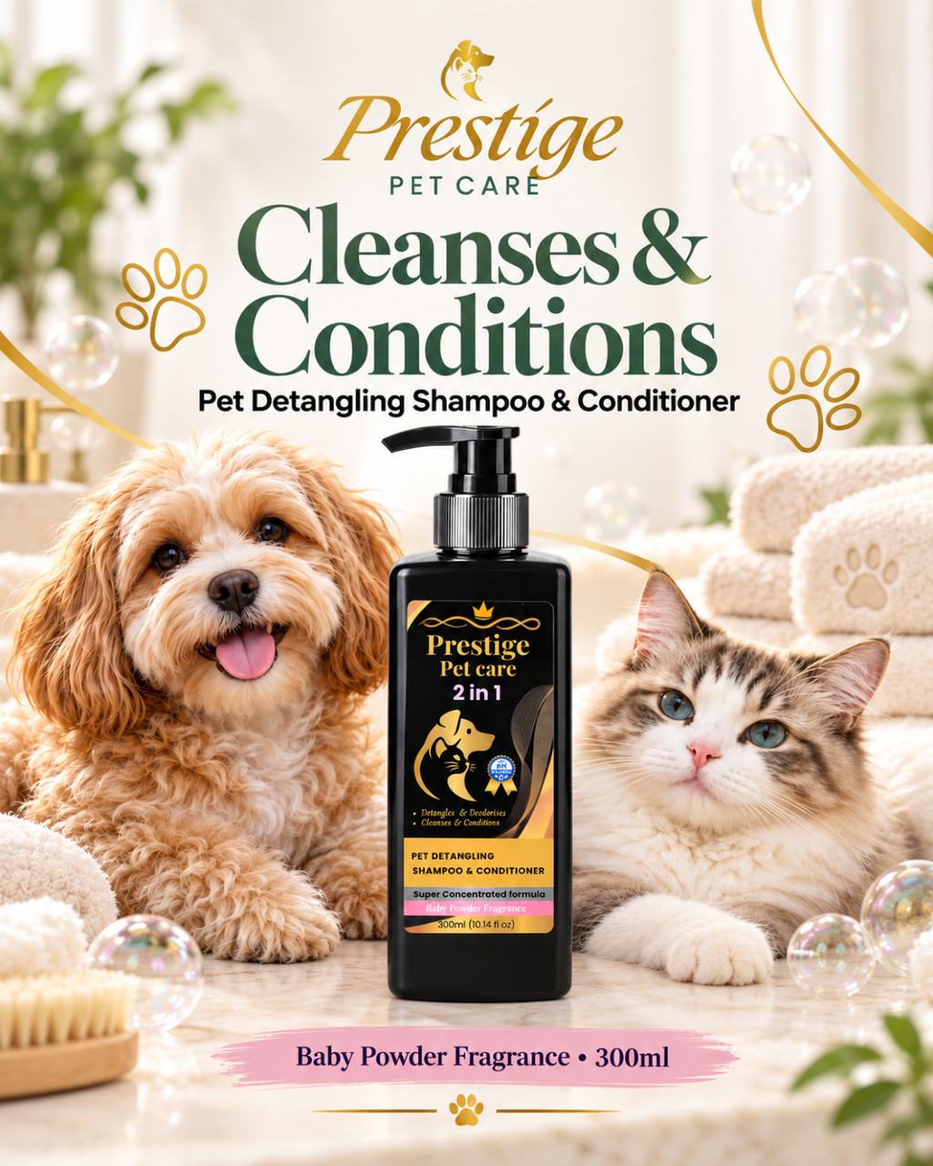 Prestige Pet Care 2-in-1 Detangling Shampoo & Conditioner